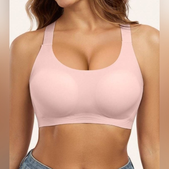 SHEIN Seamless Pink Bralette Wireless Sports Bra w Racerback Straps Size L NWOT - Picture 1 of 5